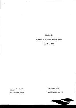 Backwell Agricultural Land Classification October 1997