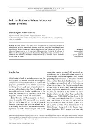 Soil Classification in Belarus: History and Current Problems ISSN 2080-7686