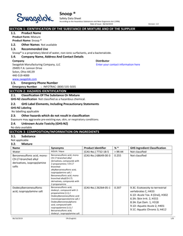 Snoop Safety Data Sheet, New Zealand (SDS-SNOOP-NZ