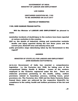 Government of India Ministry of Labour and Employment