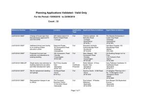 Planning Applications Validated - Valid Only for the Period:-15/09/2018 to 23/09/2018