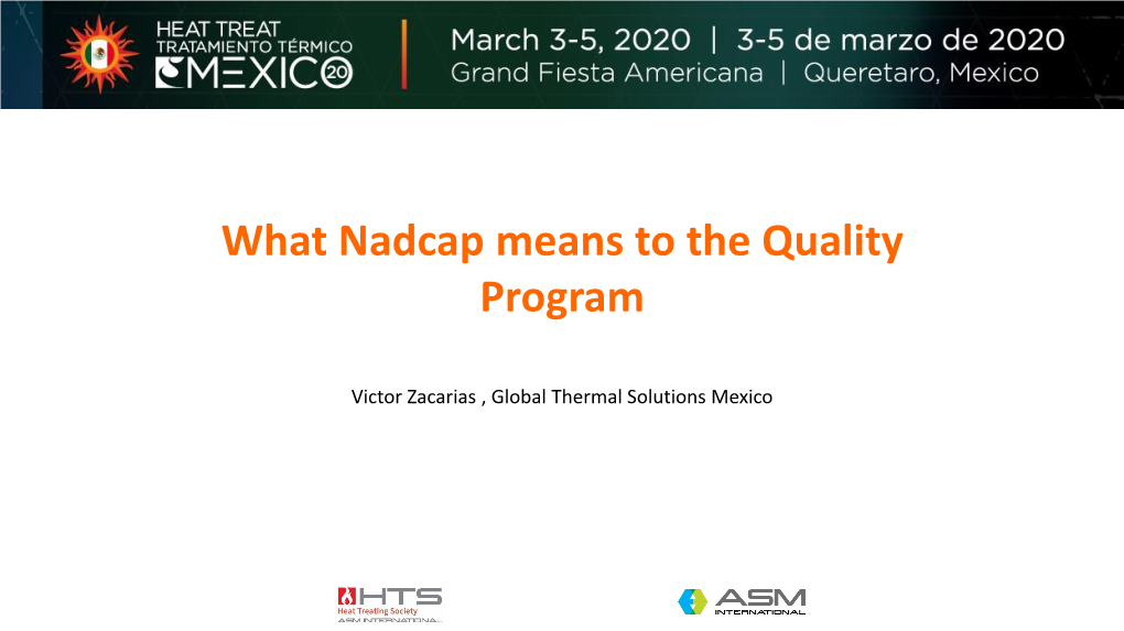 What Nadcap Means to the Quality Program