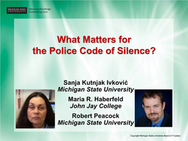 What Matters for the Police Code of Silence?
