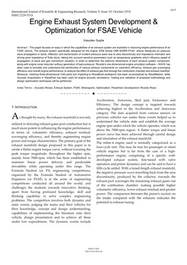 Engine Exhaust System Development & Optimization for FSAE Vehicle