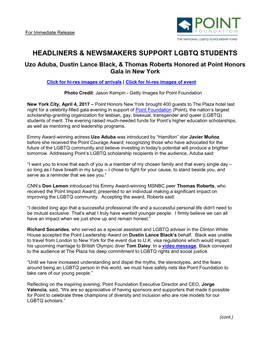 Headliners & Newsmakers Support Lgbtq Students