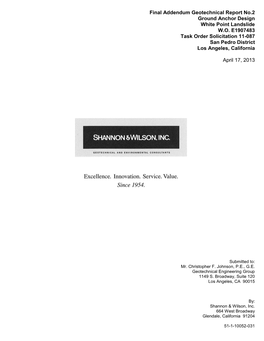 Final Addendum Geotechnical Report No.2 Ground Anchor Design White Point Landslide W.O