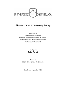 Abstract Motivic Homotopy Theory