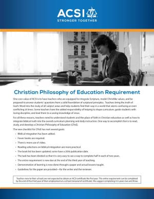 Christian Philosophy of Education Requirement