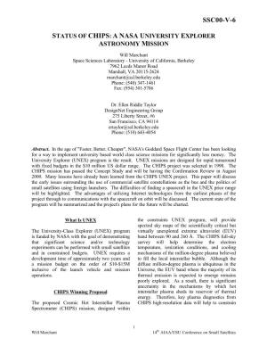 Status of Chips: a Nasa University Explorer Astronomy Mission
