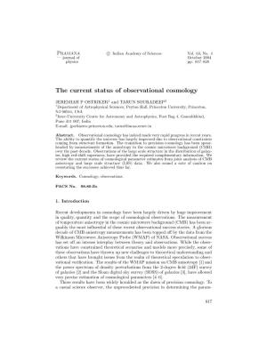 The Current Status of Observational Cosmology