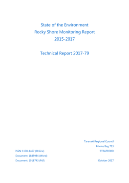 State of the Environment Rocky Shore Monitoring Report 2015-2017