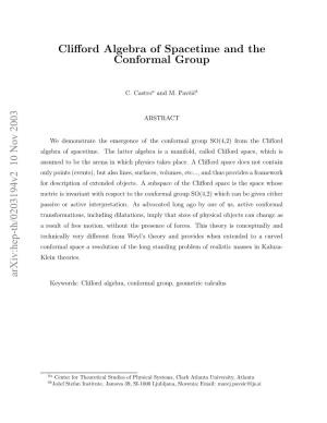 Clifford Algebra of Spacetime and the Conformal Group