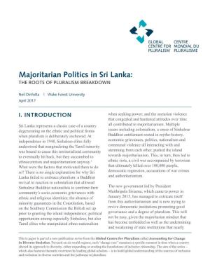 Majoritarian Politics in Sri Lanka: the ROOTS of PLURALISM BREAKDOWN