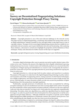 Survey on Decentralized Fingerprinting Solutions: Copyright Protection Through Piracy Tracing