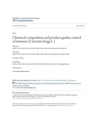 Chemical Composition and Product Quality Control of Turmeric