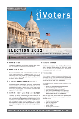 ELECTION 2012 a Non-Partisan Resource for the November 6Th General Election