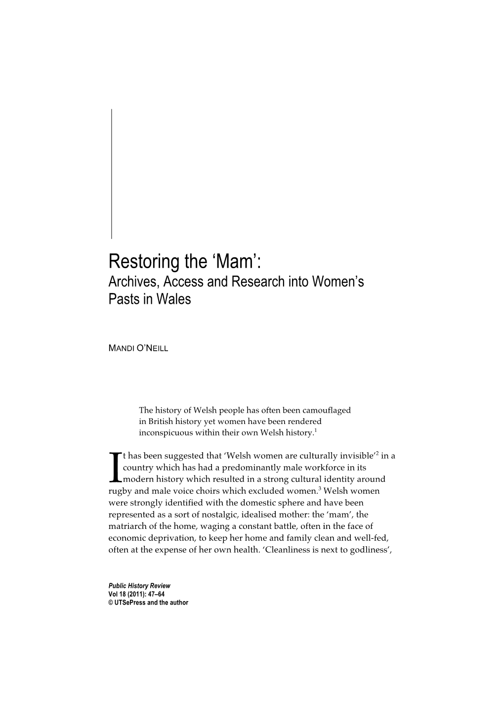 Restoring the 'Mam'