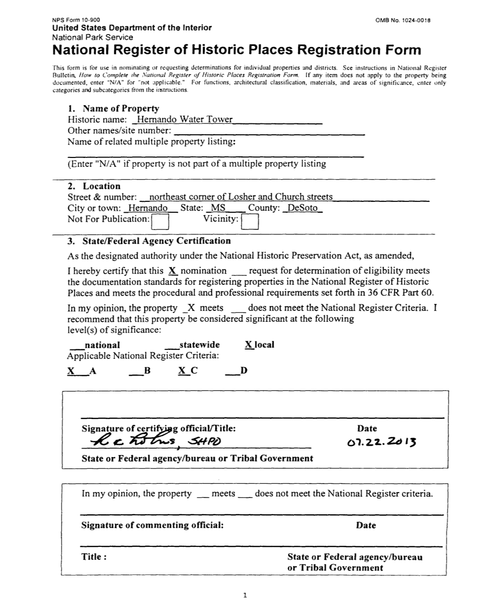 National Register of Historic Places Registration Form