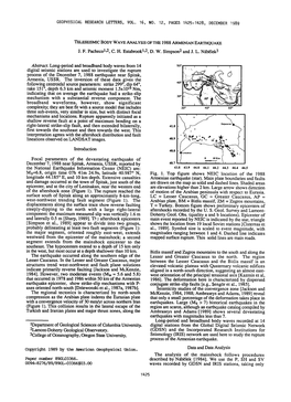 Teleseismic Body Wave Analysis of the 1988 Armenian Earthquake