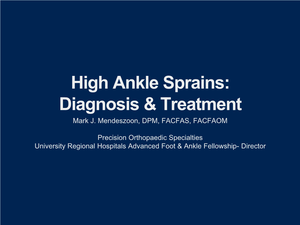 High Ankle Sprains Diagnosis And Treatment Docslib 0921