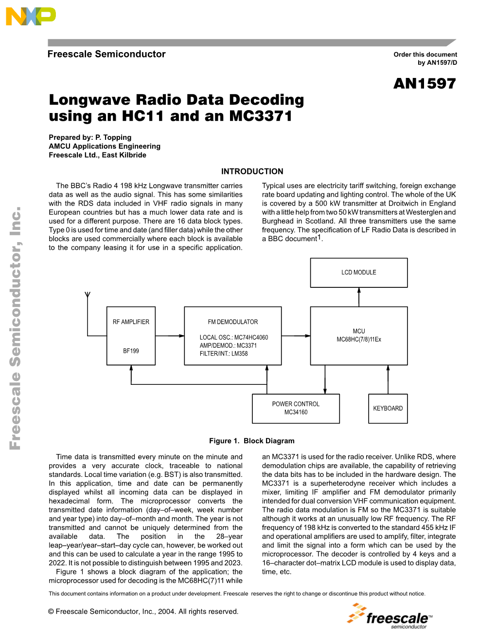 AN1597 Longwave Radio Data Decoding Using an HC11 and an MC3371