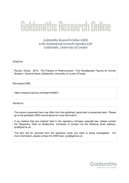 Rourke, Daniel. 2019. the Practice of Posthumanism: Five Paradigmatic Figures for Human Mutation