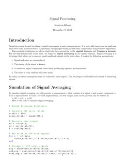 Introduction Simulation of Signal Averaging