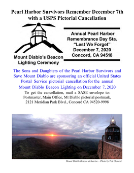 Pearl Harbor Survivors Remember December 7Th with a USPS Pictorial Cancellation