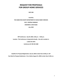 Request for Proposals for Group Home Services