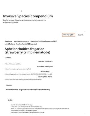 Invasive Species Compendium Detailed Coverage of Invasive Species Threatening Livelihoods and the Environment Worldwide