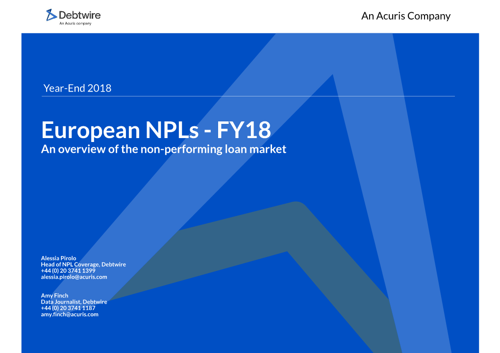 European Npls - FY18 an Overview of the Non-Performing Loan Market