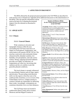 Final ULP PEIS 3: Affected Environment