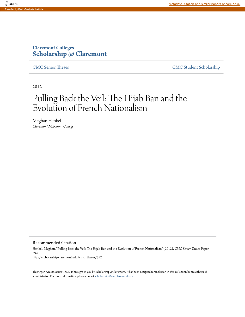 The Hijab Ban and the Evolution of French Nationalism