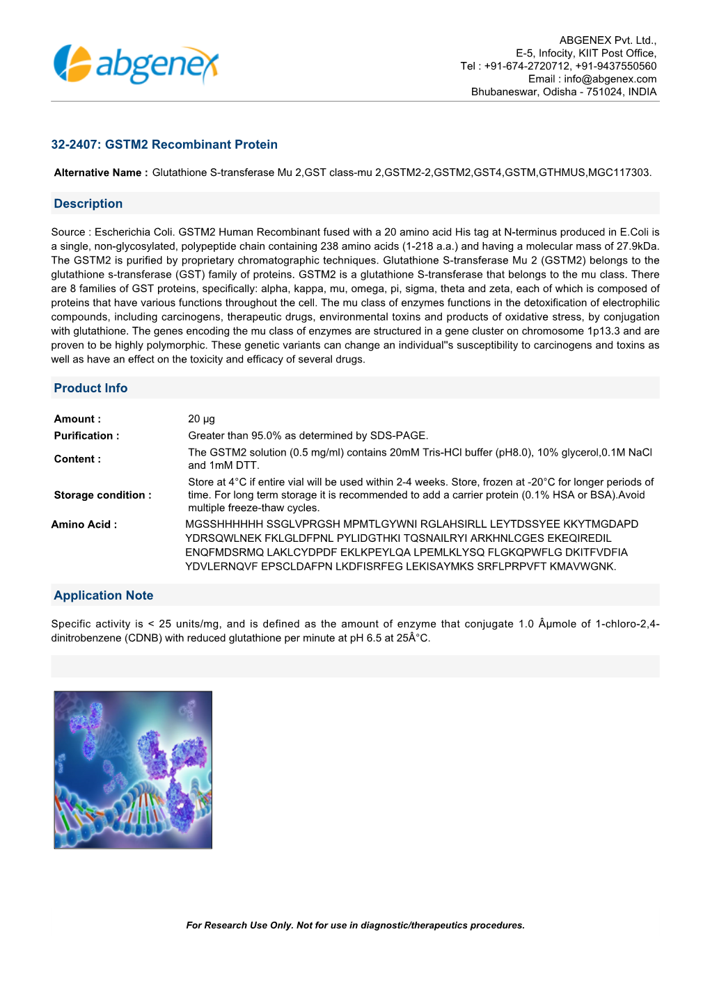 32-2407: GSTM2 Recombinant Protein Description Product Info