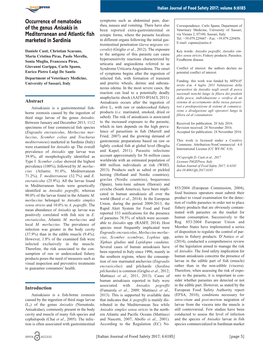 Occurrence of Nematodes of the Genus Anisakis in Mediterranean