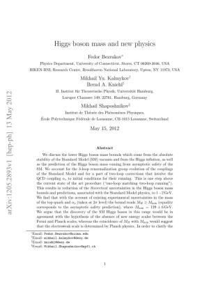 Higgs Boson Mass and New Physics Arxiv:1205.2893V1