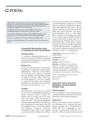 Chondroitin/Glucosamine Equal to Celecoxib for Knee Osteoarthritis