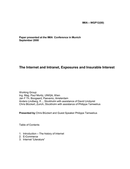 The Internet and Intranet, Exposures and Insurable Interest