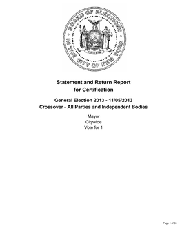 Statement and Return Report for Certification