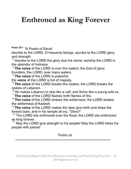 Enthroned As King Forever