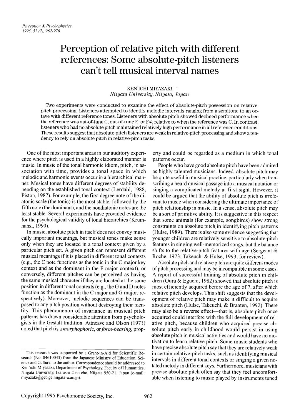 Perception of Relative Pitch with Different References: Some Absolute