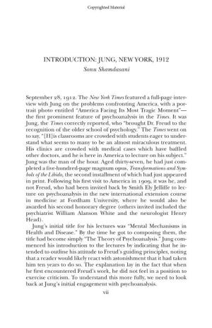 Introduction: Jung, New York, 1912 Sonu Shamdasani
