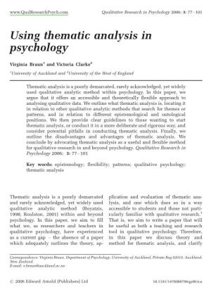 Using Thematic Analysis in Psychology