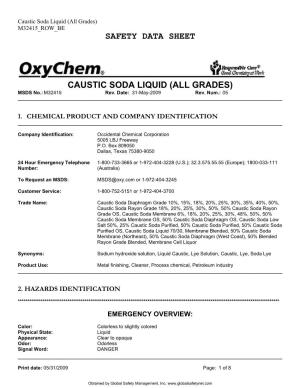 Safety Data Sheet Caustic Soda Liquid (All Grades)
