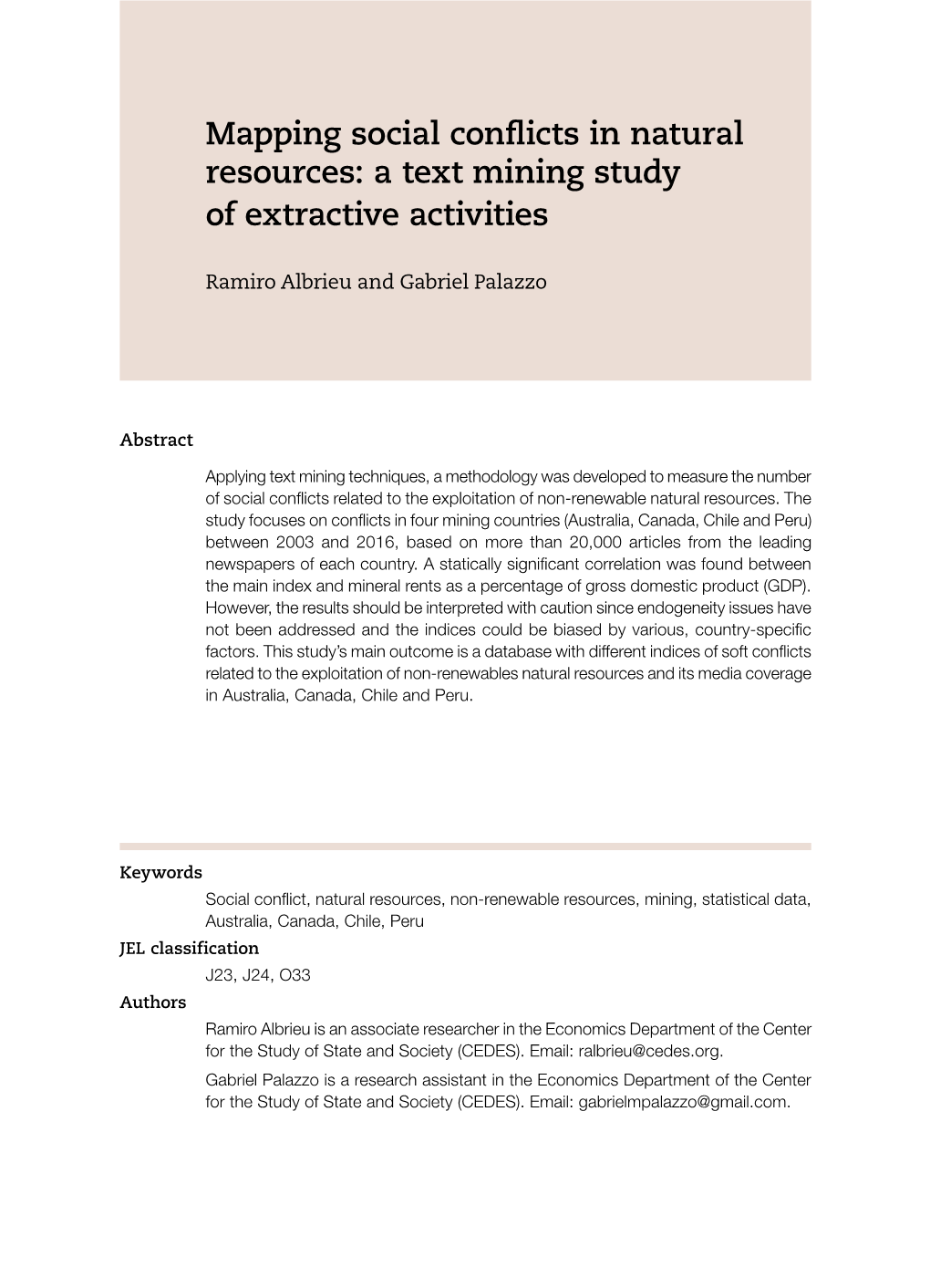 Mapping Social Conflicts in Natural Resources: a Text Mining Study of Extractive Activities