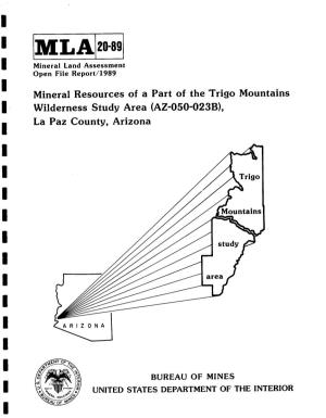 Mineral Resources of a Part of the Trigo Mountains Wdderness Study