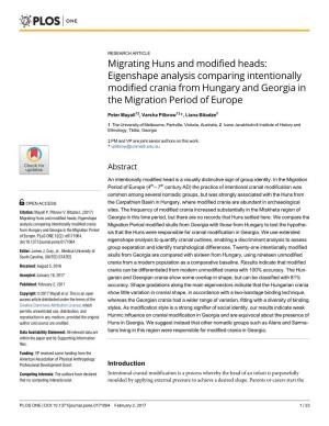 Migrating Huns and Modified Heads: Eigenshape Analysis Comparing Intentionally Modified Crania from Hungary and Georgia in the Migration Period of Europe