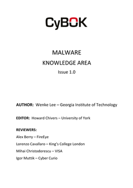 MALWARE KNOWLEDGE AREA Issue 1.0