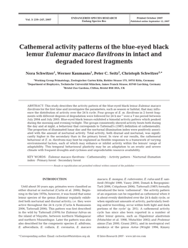 Cathemeral Activity Patterns of the Blue-Eyed Black Lemur Eulemur Macaco Flavifrons in Intact and Degraded Forest Fragments