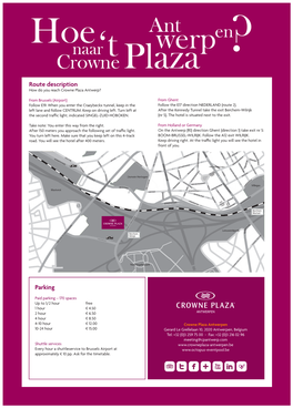 Route Description Crowne Plaza Antwerpen